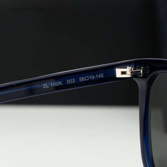 Saint Laurent Women Sunglasses Blue Silver Square SL116K 003 NEW AUTHENTIC main image 4